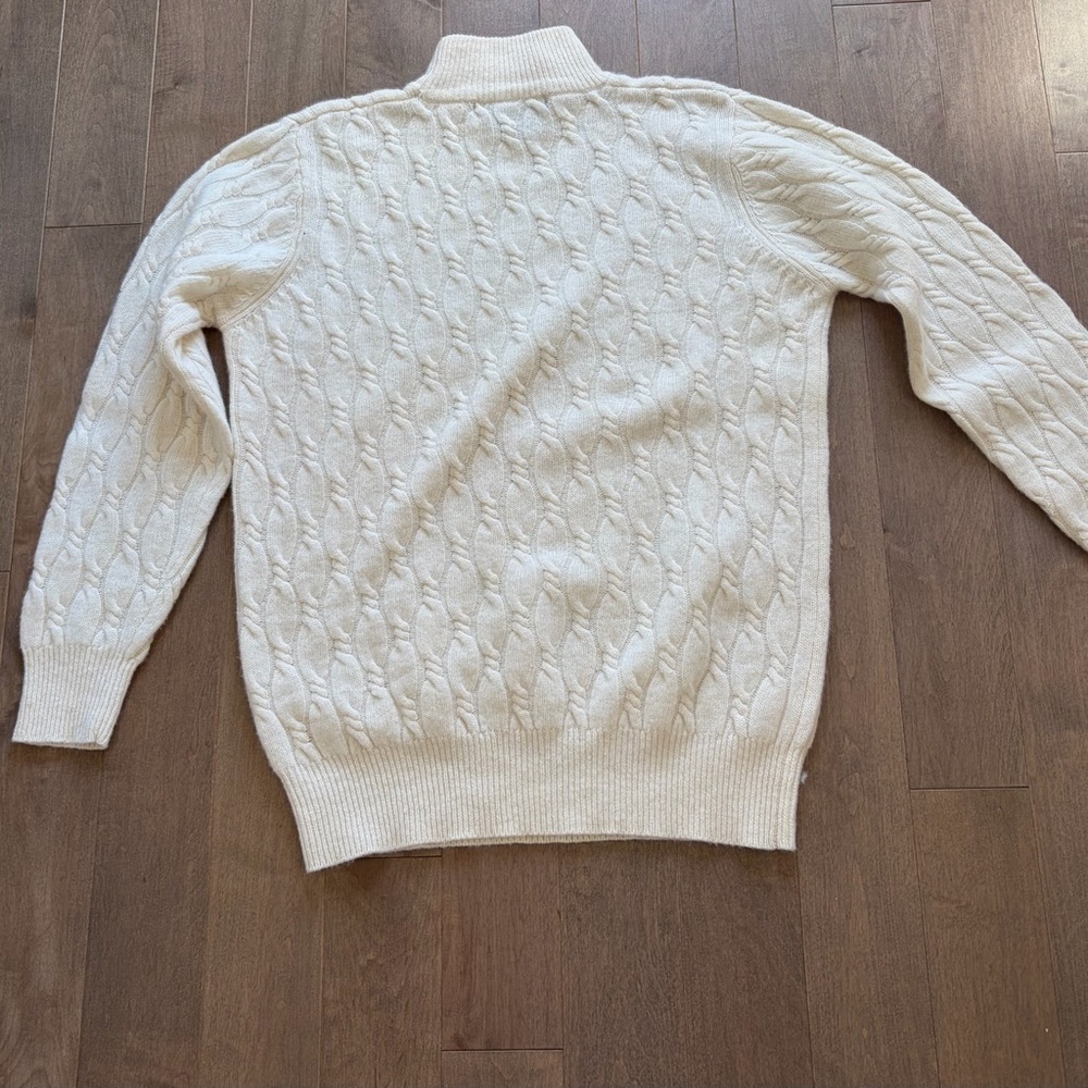 Vintage Cream Cable Knit Mock Neck Wool Sweater sz M - Picture 5 of 5